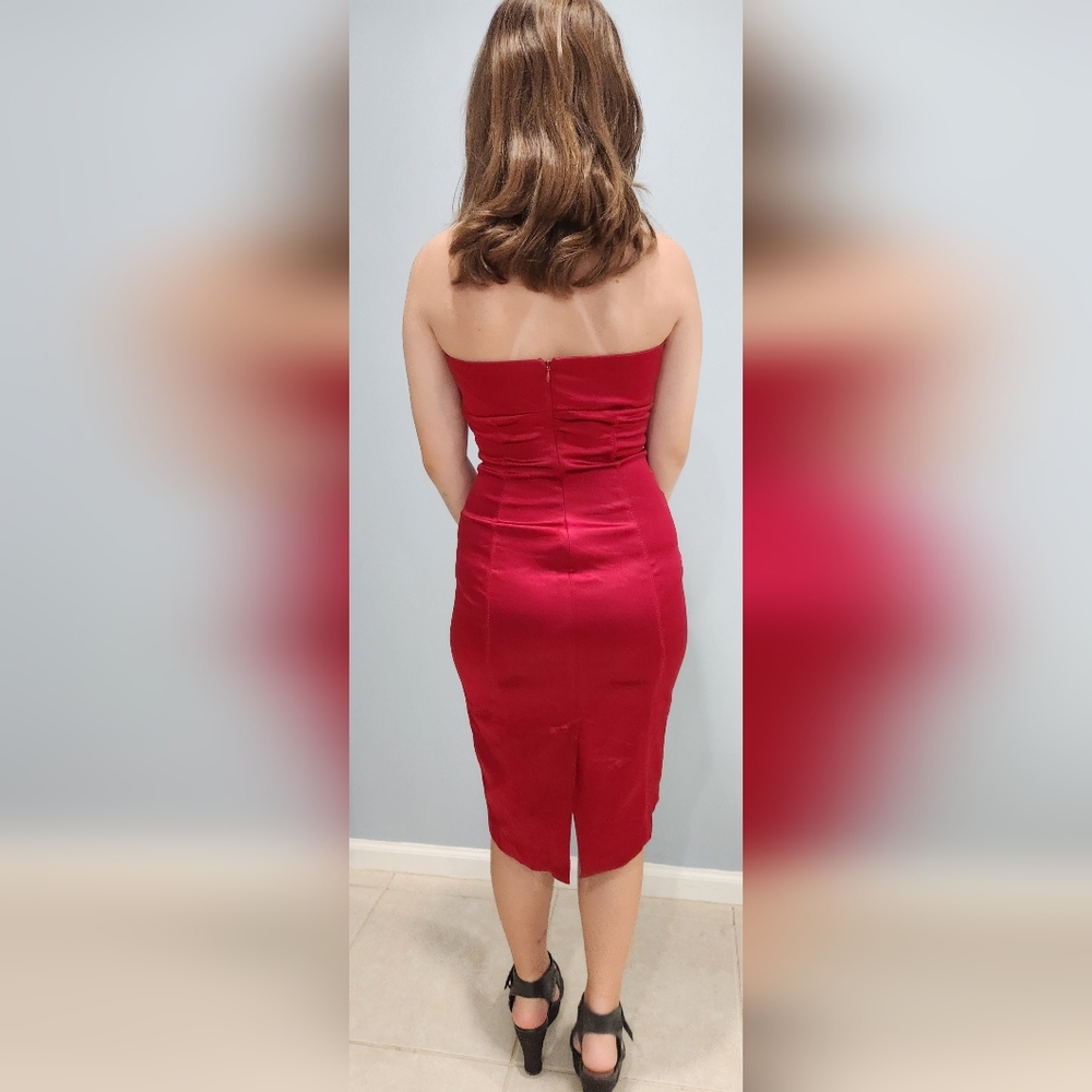 BEBE Strapless Red Dress - Picture 4 of 11